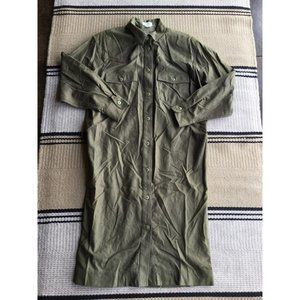 VTG NWT GEORGE GEORGIOU Naturelle Green 100% Raw Silk Button Up Dress SZ 10 Boho